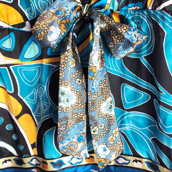 Hale Bob Colorful Print 100% Silk Boho Mini Dress / Tunic Top - Picture 10 of 11